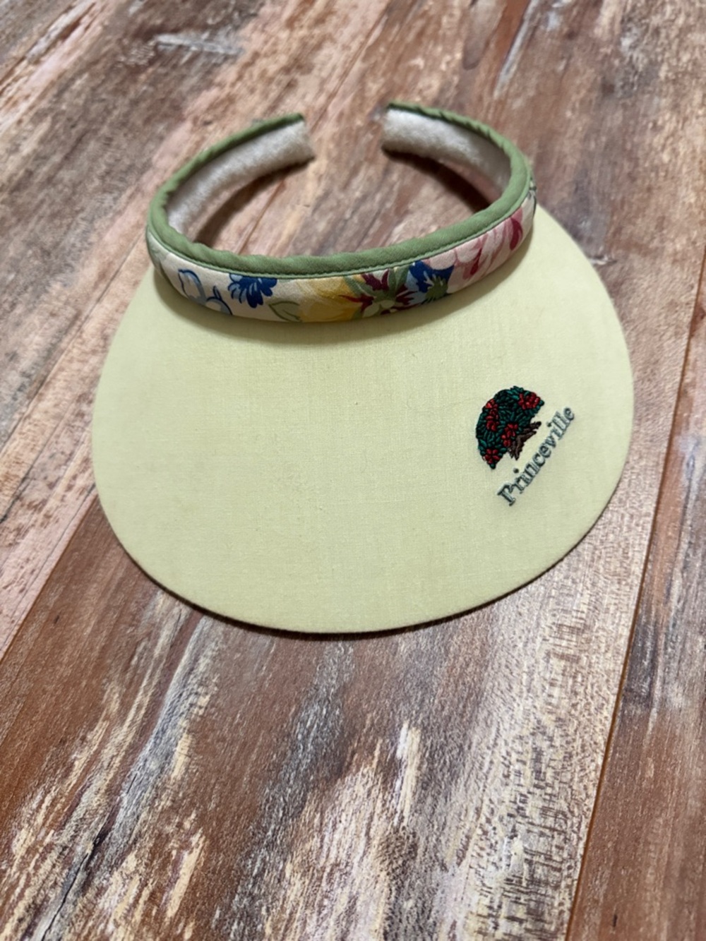 Princeville Light Yellow Floral Trim Sun Visor